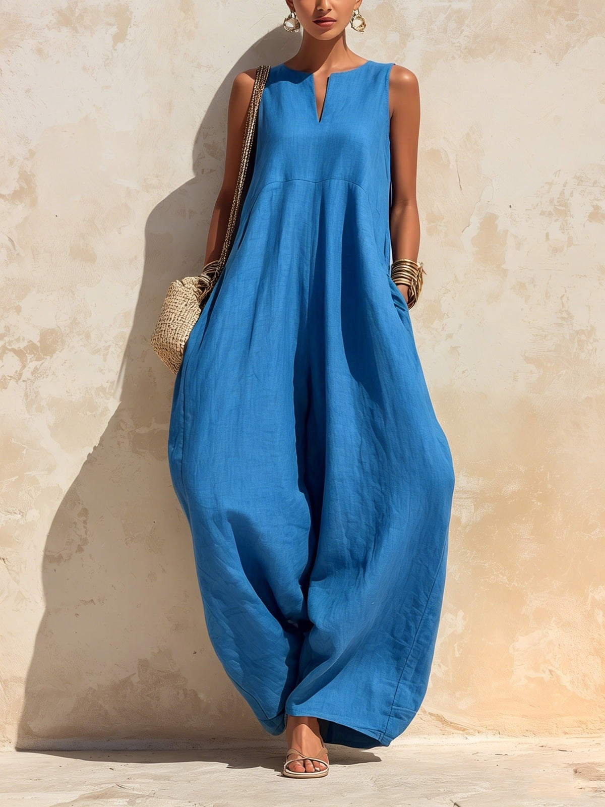 Elegant and chic wide-leg jumpsuit for women in a stylish full-length silhouette