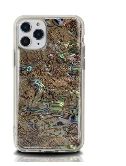 Colorful plastic Quicksand phone case with flowing sand design and transparent shell sides