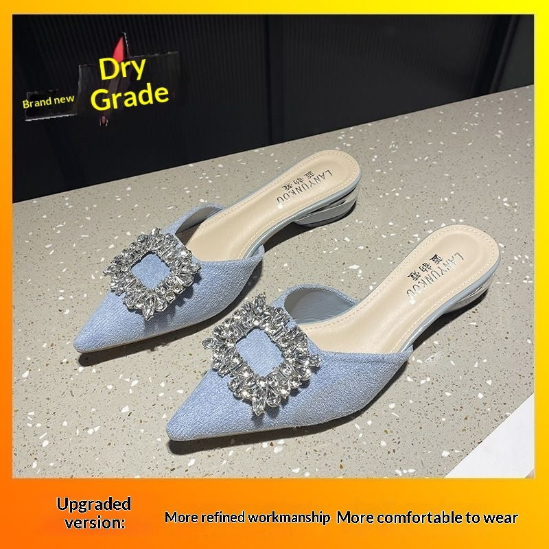 Women's spring summer closed-toe half-slipper in a simple slip-on design