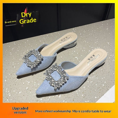 Women's spring summer closed-toe half-slipper in a simple slip-on design