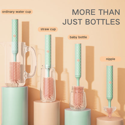 Electric silicone bottle brush with 360-degree rotating head, baby pacifier and cup cleaning brush set