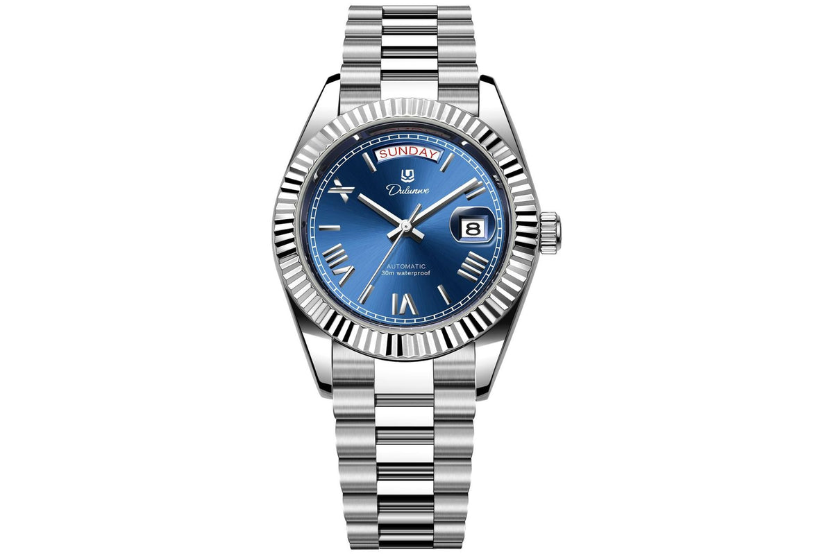 Dual-calendar automatic mechanical men's watch with classic dial and date displays