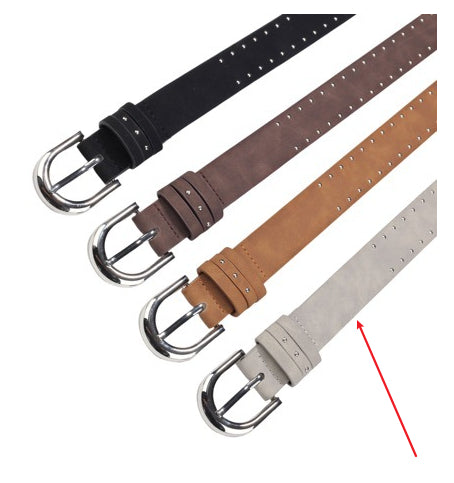 Leopard-print rivet women's belt with metal buckle and spotted pattern