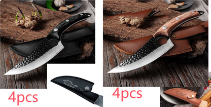 Small scimitar butcher knife for meat cutting, boning, skinning, and slaughtering pigs
