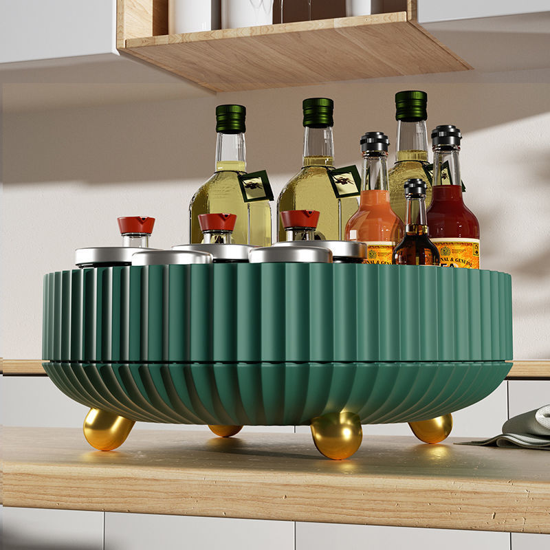 Plastic cosmetics rotating storage box organizer in clear design with multiple compartments