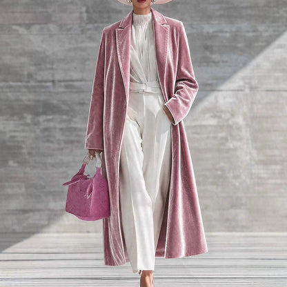 Women's V-neck over-the-knee velvet coat by My Store