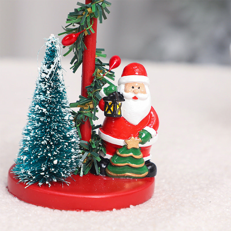 Desktop resin Christmas tree elderly candlestick decoration with festive details