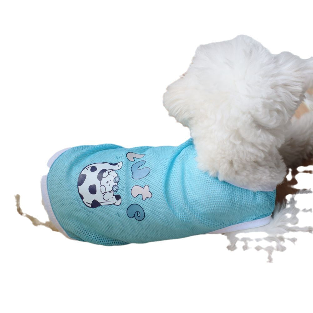 Cute cartoon printed grid pet vest for spring and summer geschniegelt