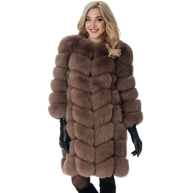 Women's thick warm fur coat in a classic design