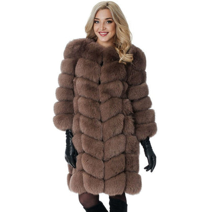 Women's thick warm fur coat in a classic design