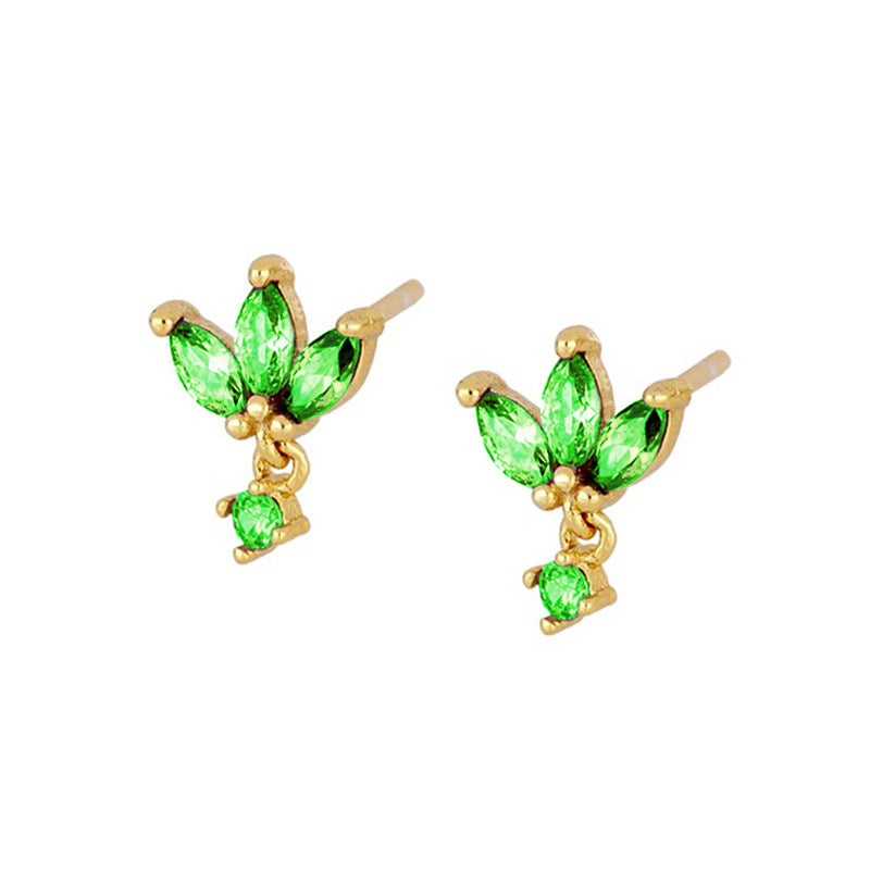 S925 silver needle stud earrings with sparkling zircon butterfly design