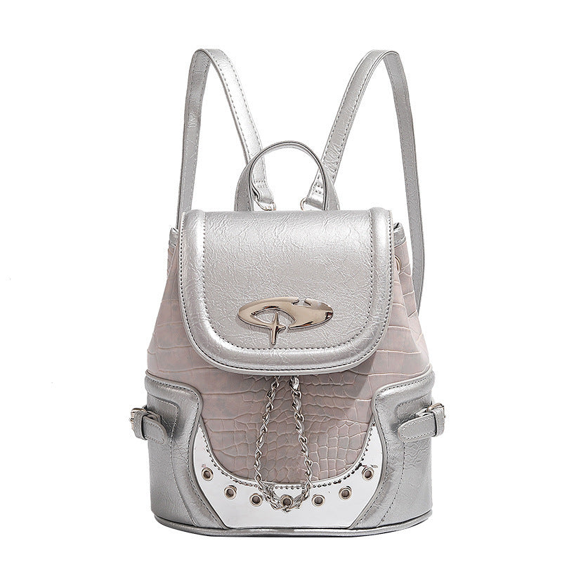Maiden-Art commuter chain backpack for women with a stylish design, featuring a chain strap and spacious interior.