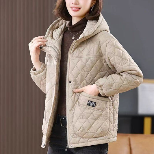 Women's winter quilted cotton-padded jacket coat in a warm, classic design