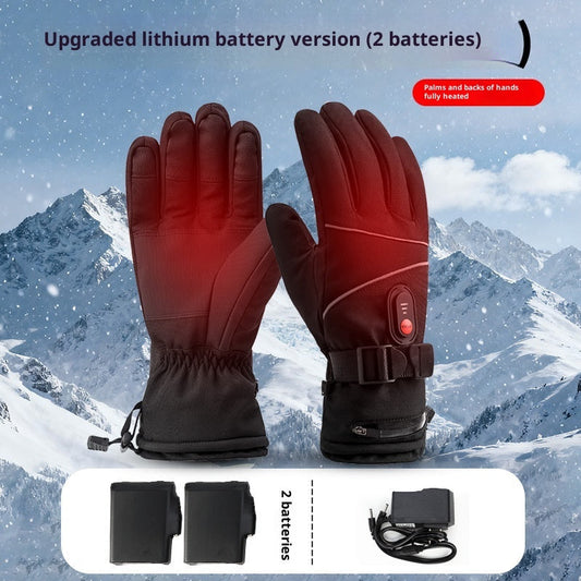 Outdoor cycling thickened electrically heated gloves with thermal insulation and adjustable wrist closure