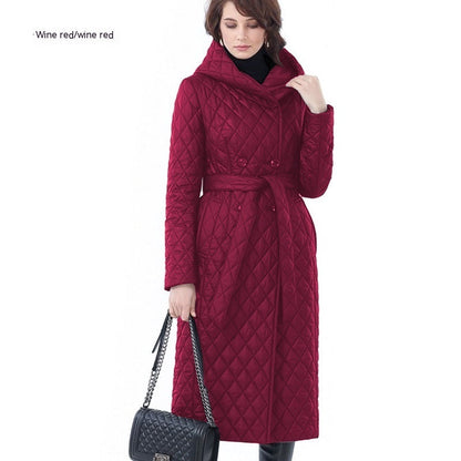 Hooded lightweight padded cotton winter coat by My Store, shown from the front