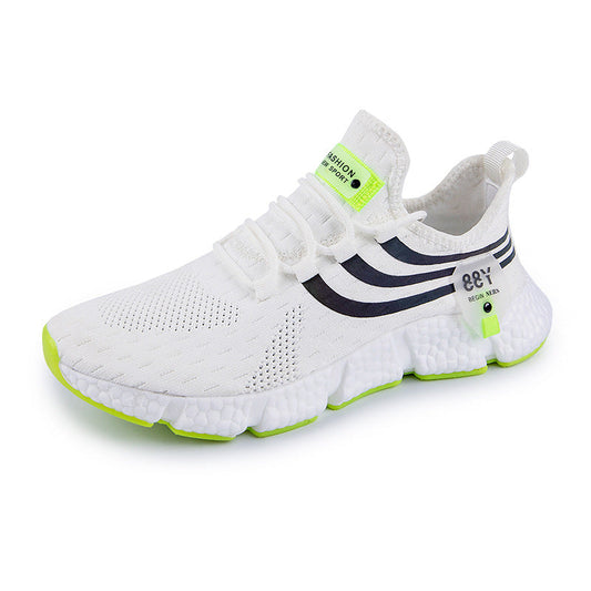 Korean popcorn rubber combination bottom stretch fly woven sports shoes my store, black knit upper and rubber sole