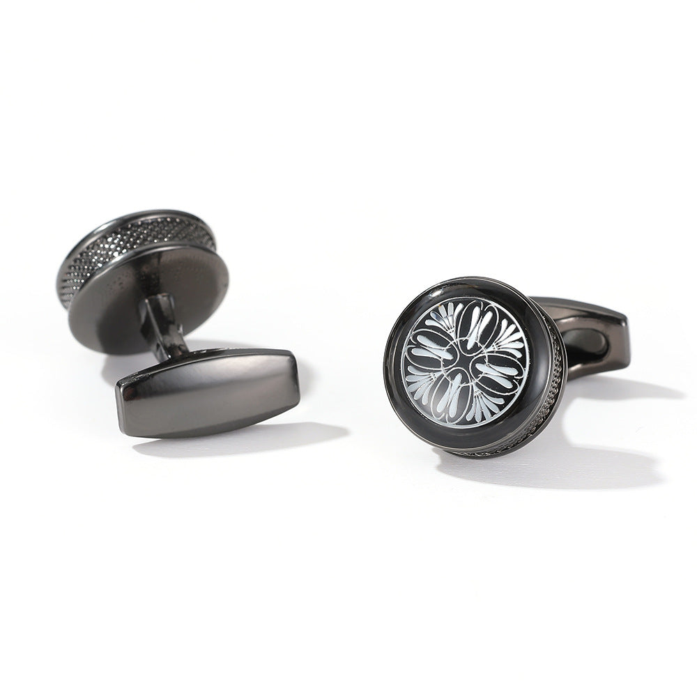 Men's round fashion cufflinks with yellow pattern by My Store