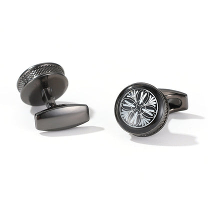 Men's round fashion cufflinks with yellow pattern by My Store