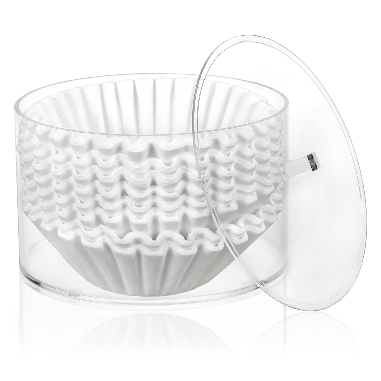 Peohud Coffee Filter Holder Acrylic Coffee Pod Holder with Lid Reusable Coffee Filter Storage Container Stylish Coffee Filter Dispenser for Coffee Bar Kitchen Countertop