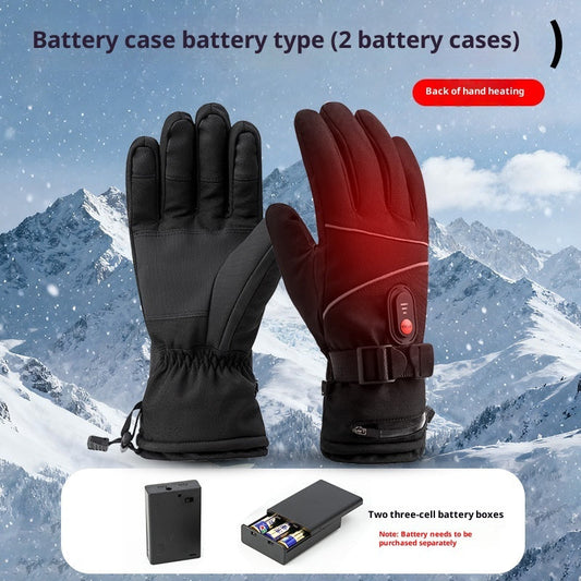 Outdoor cycling thickened electrically heated gloves with insulated design and adjustable wrist closure