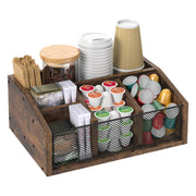 NOVIMANGO Coffee Bar Station Organizer Wooden Coffee Bar Accessories Organizer Rustic Coffee and Tea Condiment Organizer Coffee Condiment Organizer Holder Coffee Cup Holder for Counter