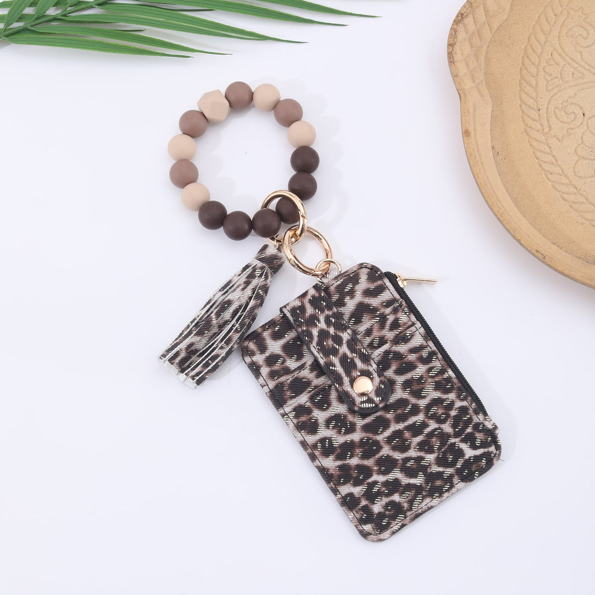 Silicone bead bracelet weaving pattern card holder coin purse in a compact colorful design