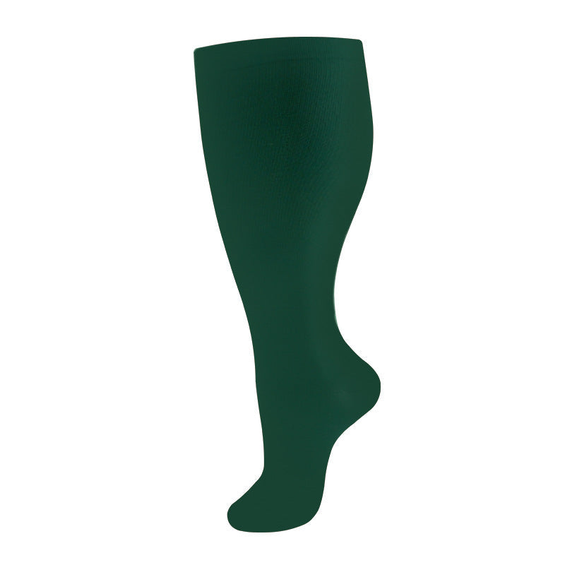 Plus-size nylon compression socks for men and women, available in assorted colors