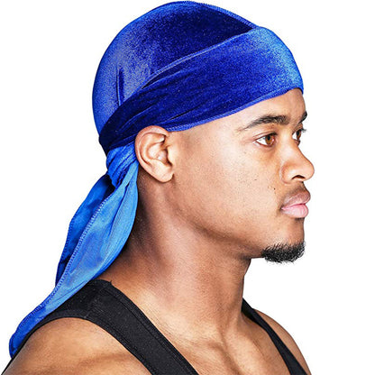 Velvet long tail pirate hat in black with a pointed tail design