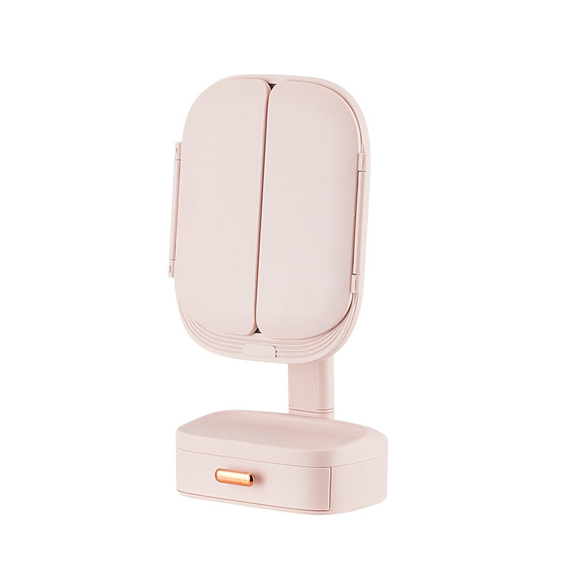 Foldable LED desktop cosmetic mirror with built-in light by My Store