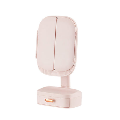 Foldable LED desktop cosmetic mirror with built-in light by My Store