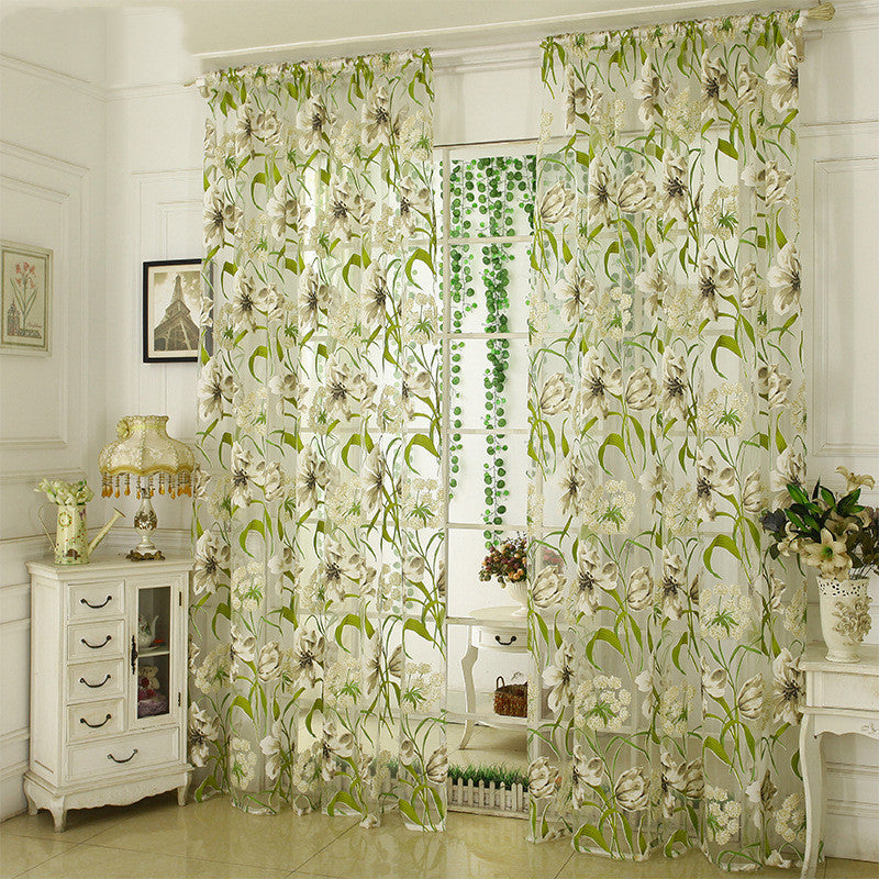White striped translucent yarn curtain for bedroom, sheer fabric panel close-up