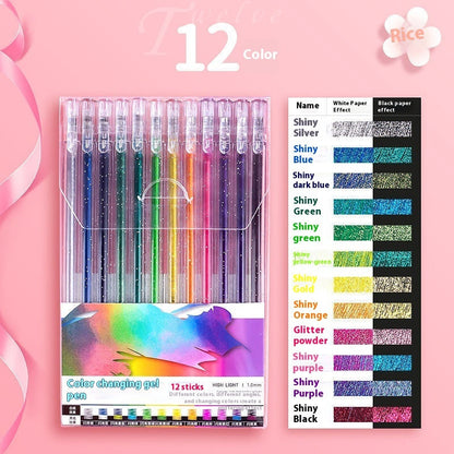 Shiny crystal gel pen fluorescent pen set with colorful translucent barrels and decorative crystal accents