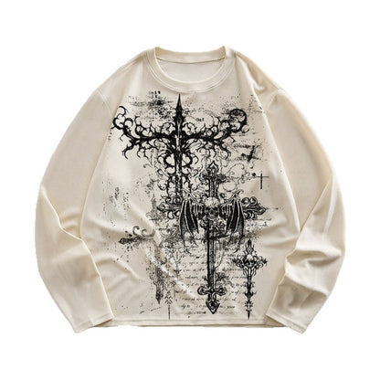 Personalized casual top with letter skull print in a distinctive graphic design