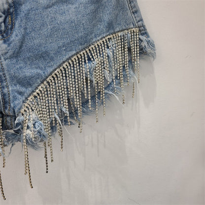 BackUpMyFilesNow® 2023 summer high-waisted ripped denim shorts for women, featuring distressed details and a stylish fit.