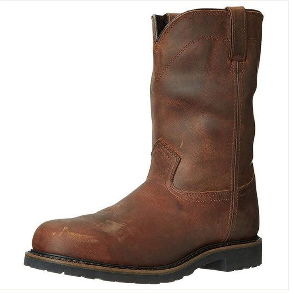 Retro tea-colored men's versatile casual boots in a classic ankle-height design