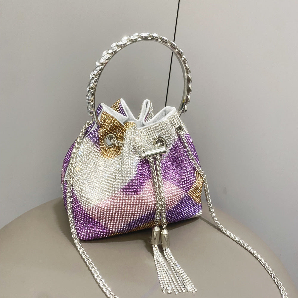European and American shiny diamond handbag for women, sparkling embellished design and structured silhouette