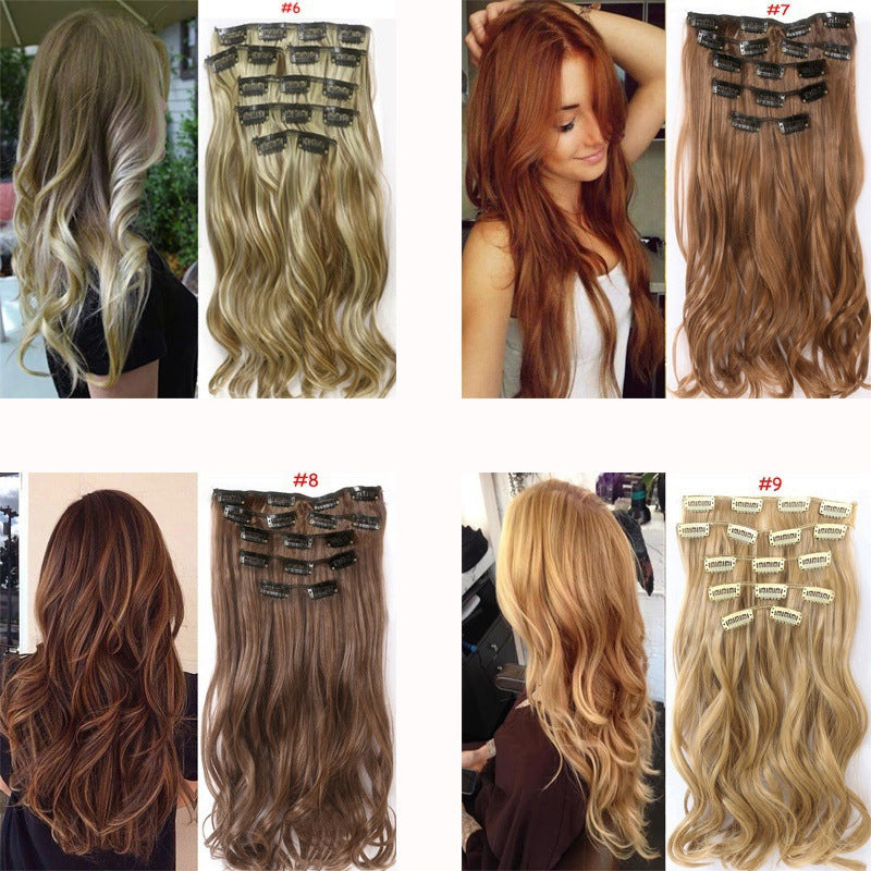 Braiding human hair extension sets and synthetic wig displayed together