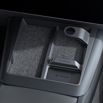Tesla Model 3 Highland and Model Y Juniper 3-in-1 wireless charging anti-slip interior organizer with compartments.
