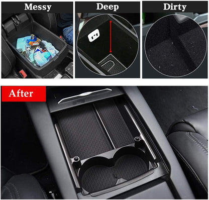 Tesla Model S/X center console armrest storage box, fits 2016-2021 models, offers organized interior storage space.
