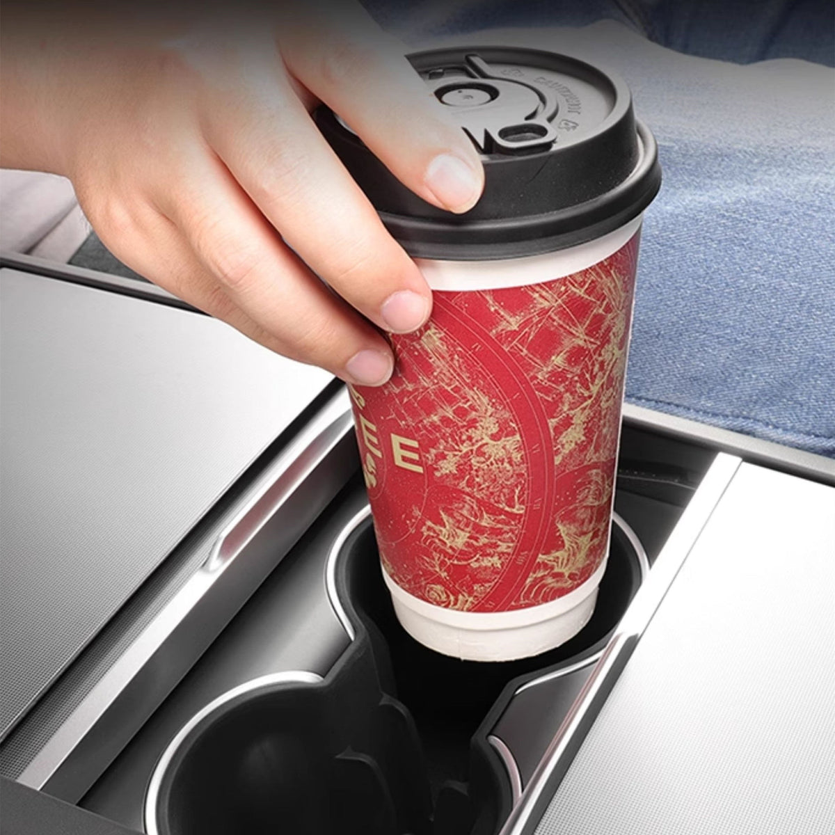 Tesla Model Y Juniper and Model 3 Highland center console cup holder storage box by Tesery Official.