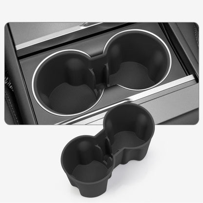 Tesla Model Y Juniper and Model 3 Highland center console cup holder storage box with organized compartments.