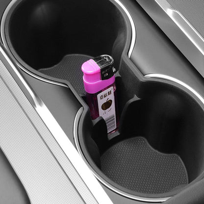 Tesla Model Y Juniper and Model 3 Highland center console cup holder storage box by Tesery, fits seamlessly into vehicle interior.