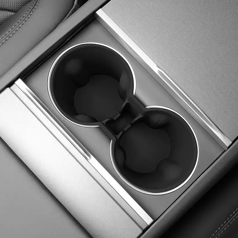 Tesla Model Y Juniper and Model 3 Highland center console cup holder storage box with organized interior.