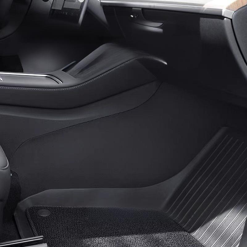Tesery Model Y Juniper center console side anti-kick mats, 2-piece protective cover for LHD interior.