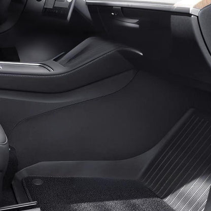 Tesery Model Y Juniper center console side anti-kick mats, 2-piece protective cover for LHD interior.