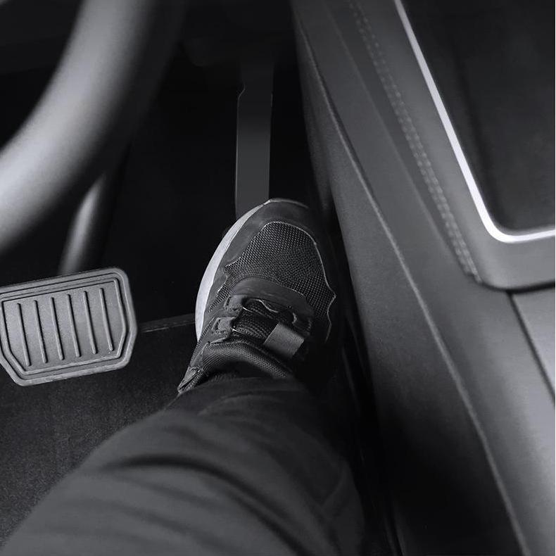 Tesla Model Y Juniper center console side anti-kick mats, 2-piece protective covers for LHD vehicles.