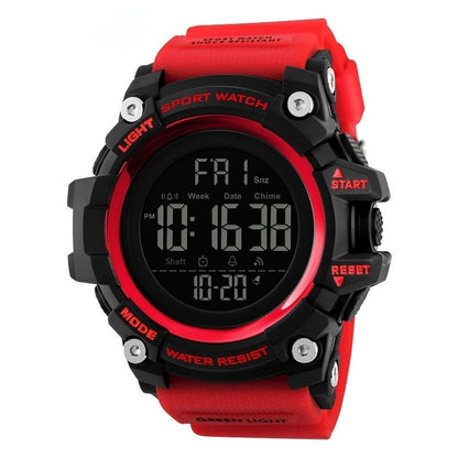Men's outdoor sports electronic watch with multifunction digital display and rugged black design