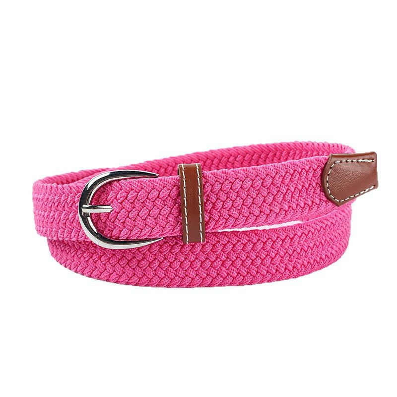 Youth student canvas elastic braided belt, woven stretch design in a casual style