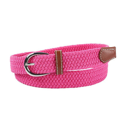 Youth student canvas elastic braided belt, woven stretch design in a casual style