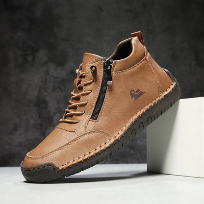 Hand-stitched women's soft-sole flat casual shoes in a simple design
